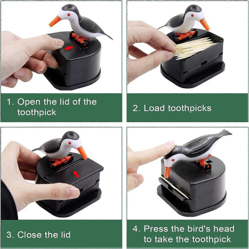 (As show, One size) Black Little Bird Creative Push Toothpick Dispenser 1