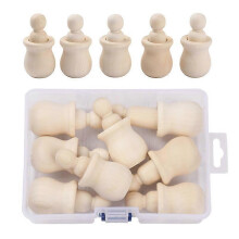(As show, One size) Children's creative DIY painted wooden doll wooden figure box wooden pot combination set