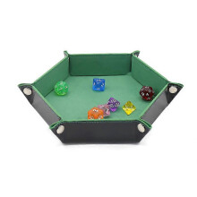(As show, One size) Double Sided Dice Tray, PU Leather and Dark Green Velvet Leather Die Holder for Folding Hexagon