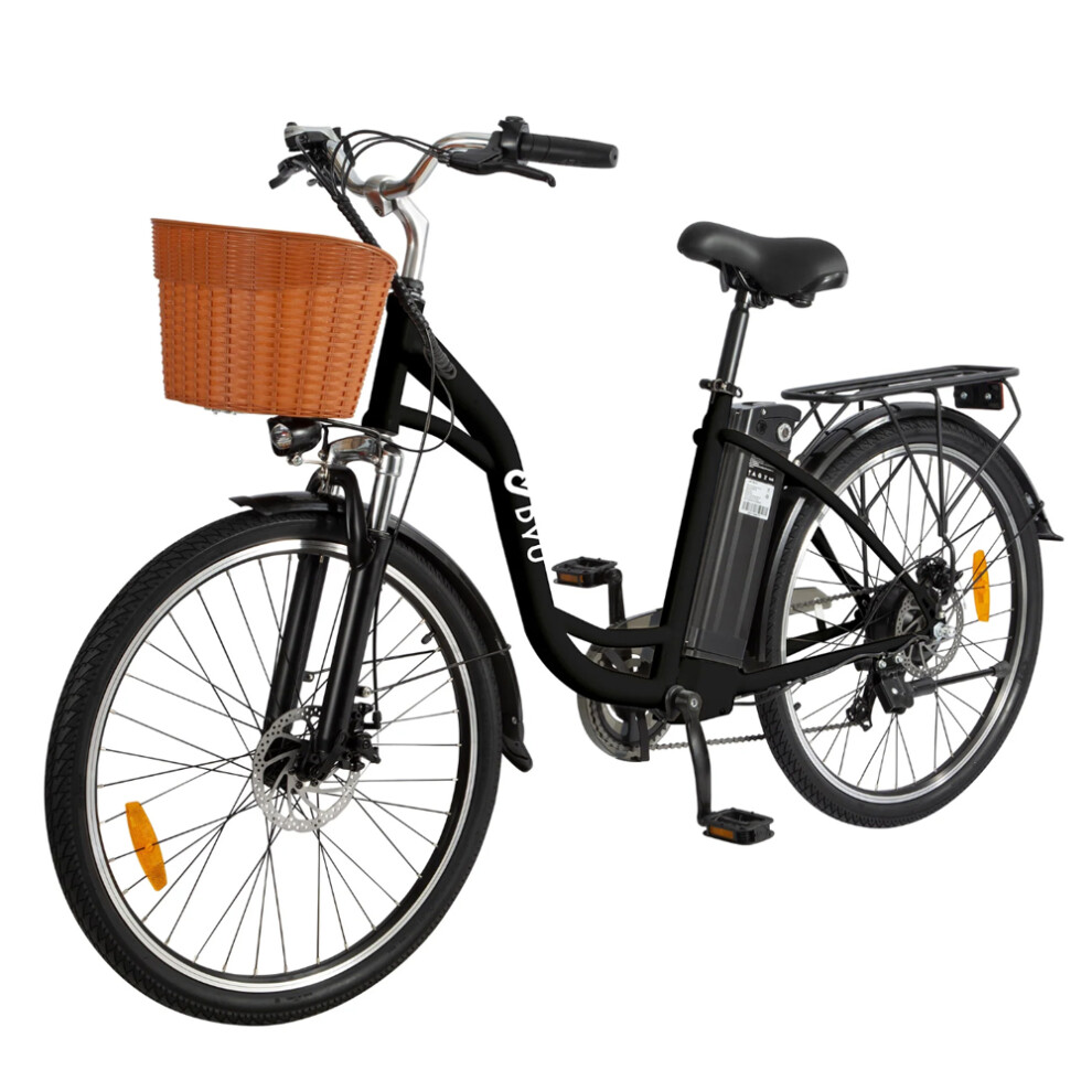 Dyu C6 26'' Electric Bicycle, 250W Motor, 12.5Ah Battery, 15Mph, Black