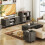 Homcom (Grey) HOMCOM Coffee Table with Storage and Sliding Doors for Living Room 9