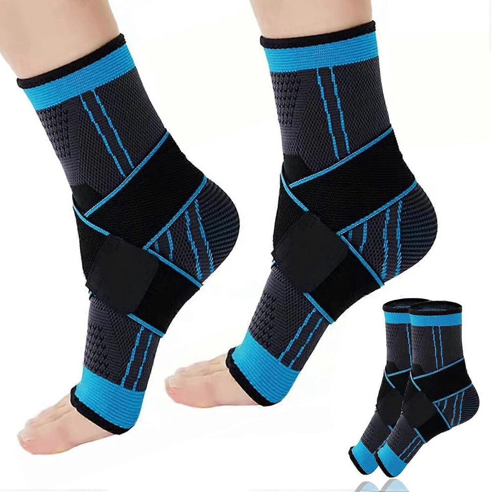 (As show, One size) (L) Sports Ankle Brace, 2 Pieces Sprain Ankle Support, Adjustable Foot Ankle Support for Ligament Sprains and Sports Injuries
