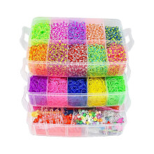 (As show, One size) 15000 Elastic Bracelet Kit, Elastic Loom Bands Box for Children, Loom Bracelet Necklace Toys with Storage Box