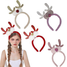 (As show, One size) 4 Pieces Wooden Headbands in Different Colors, Christmas Decorations, Cute Wooden Headbands for Adults and Kids, Holiday Party Decoration, Christmas H