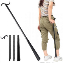 (As show, One size) Black84cm Long Dressing Stick with Sock Removal Tool, Adjustable, Dressing Aid for Shoes, Socks, Shirts and Pants for Elderly and Disabled