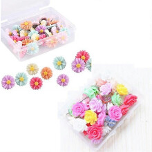 (As show, One size) 60pcs Daisy Rose Decorative Push Pins for Cork Boards, Cute Push Pins for Girls Bulletin Boards, Whiteboards, Photo Walls, Maps, Offices or Decoration