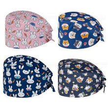 (As show, One size) 4 Pieces Bouffant Scrub Cap, Breathable Adjustable Work Caps, Unisex Printed Cap for Personal Care Supplies, Multicolor and One Size