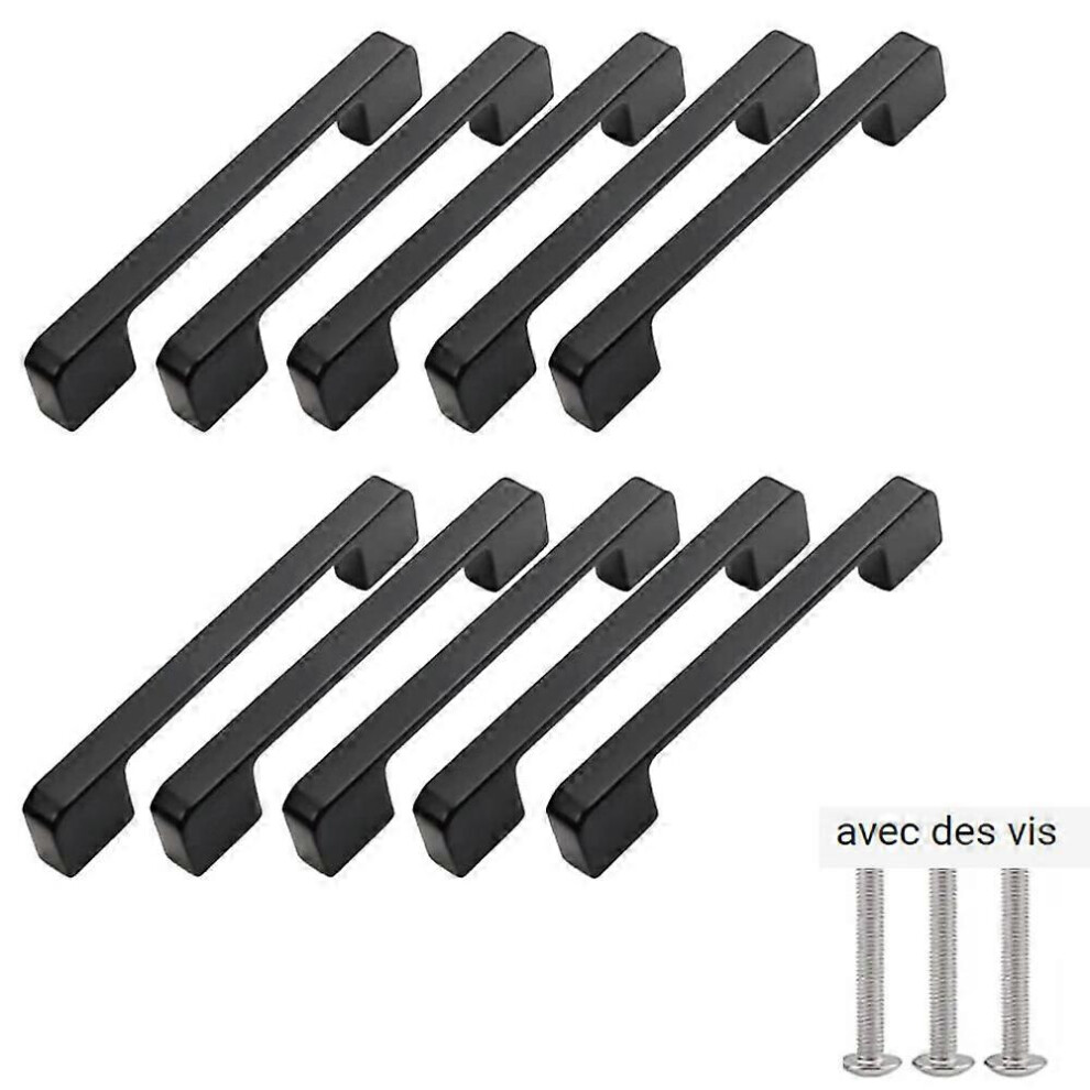 (As Show, One Size) 10Pcs Furniture Handle Center Distance 128Mm-Black Kitchen Door Handle Handle Bar Furniture Black Kitchen Handle 4704245282738