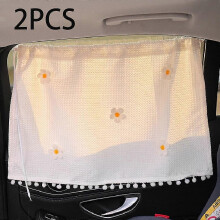 (As show, One size) Two Piece Set (Five Five Leaf Flowers) Baby Car Sun Shade Suction Cup Curtains 70 x 50cm - Car Curtain with Suction Cup - UV Protection - Ideal for La