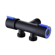 (As show, One size) Black Bidet T-Adapter With Stainless Steel Water Stop Valve Dual Connector Diverter Valve For Toilet Bathroom