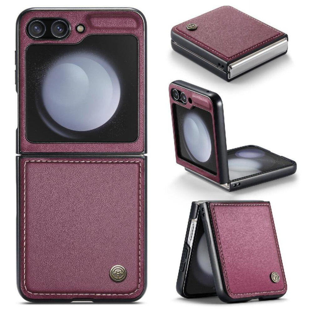 (Red) Caseme Case For Samsung Galaxy Z Flip7 Fe 5G Kickstand Shockproof Case Anti Fraud Card Slot Wallet Case Red 764563618125