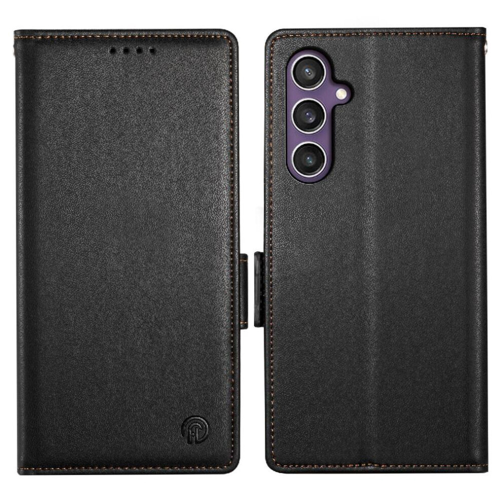 (Black) Flip Case For Samsung Galaxy S25 Fe Wallet Flip Business Daily Use Card Slots Black 764563618200