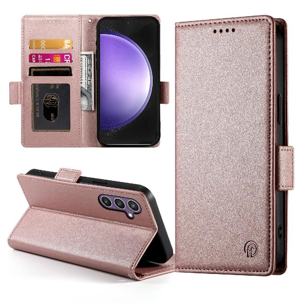 (Pink) Flip Case For Samsung Galaxy S25 Fe Wallet Flip Business Daily Use Card Slots Pink 764563618194