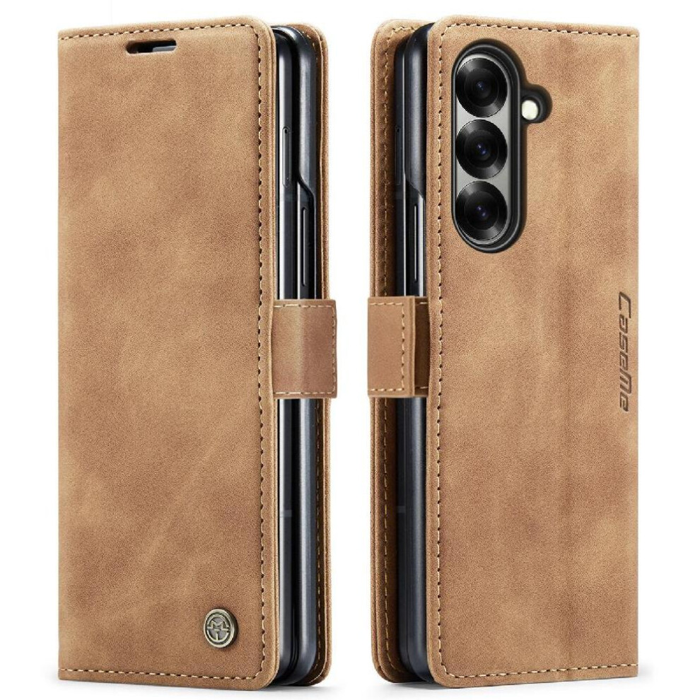(Yellow) Flip Case For Samsung Galaxy Z Fold 7 5G Vintage Pu Leather Wallet Case Card Slot Kickstand Magnetic Closure Shockproof Yellow 764563618590