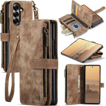 (Brown) Caseme Case for Samsung Galaxy Z Fold 7 5g Drivers License Card Slots Wallet Case for Women Men with Card Holder Drivers License Card Slots