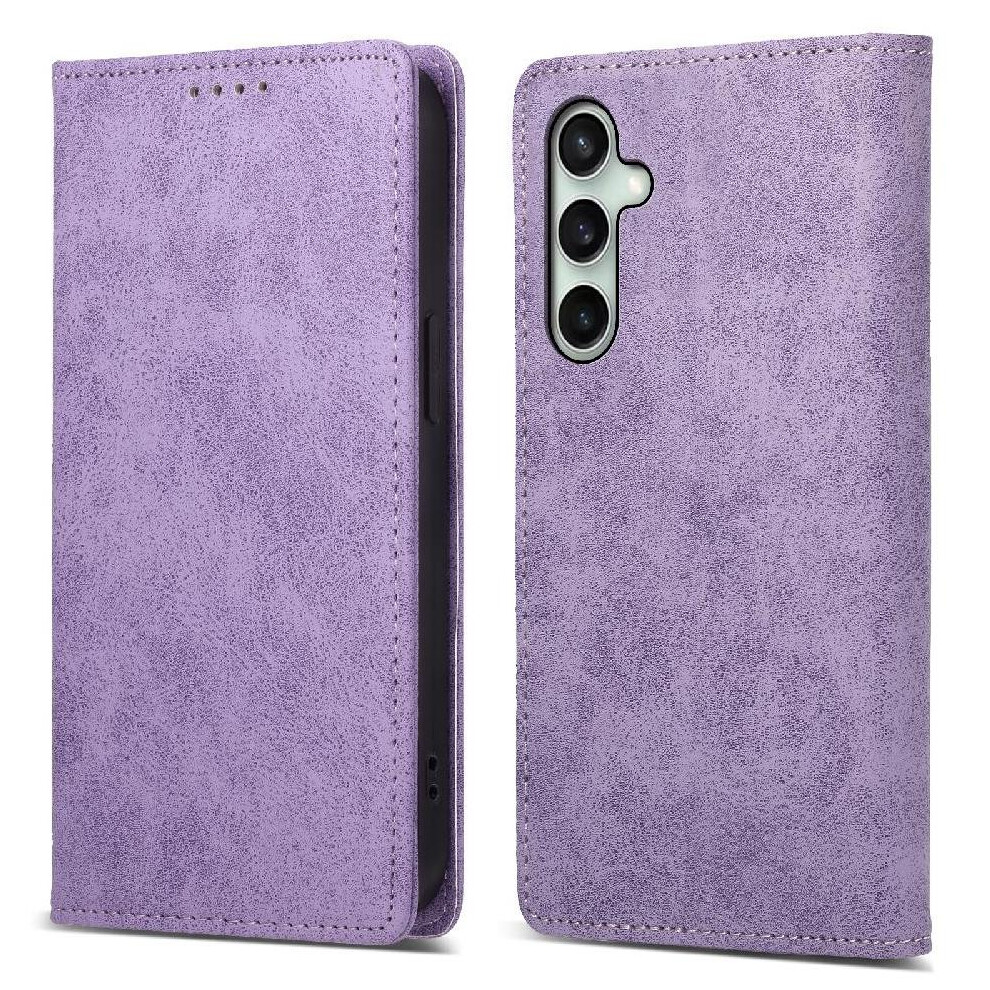 (Purple) Flip Case For Samsung Galaxy S25 Fe Business Casual Shockproof Tpu Card Slot Kickstand Purple 764563618804