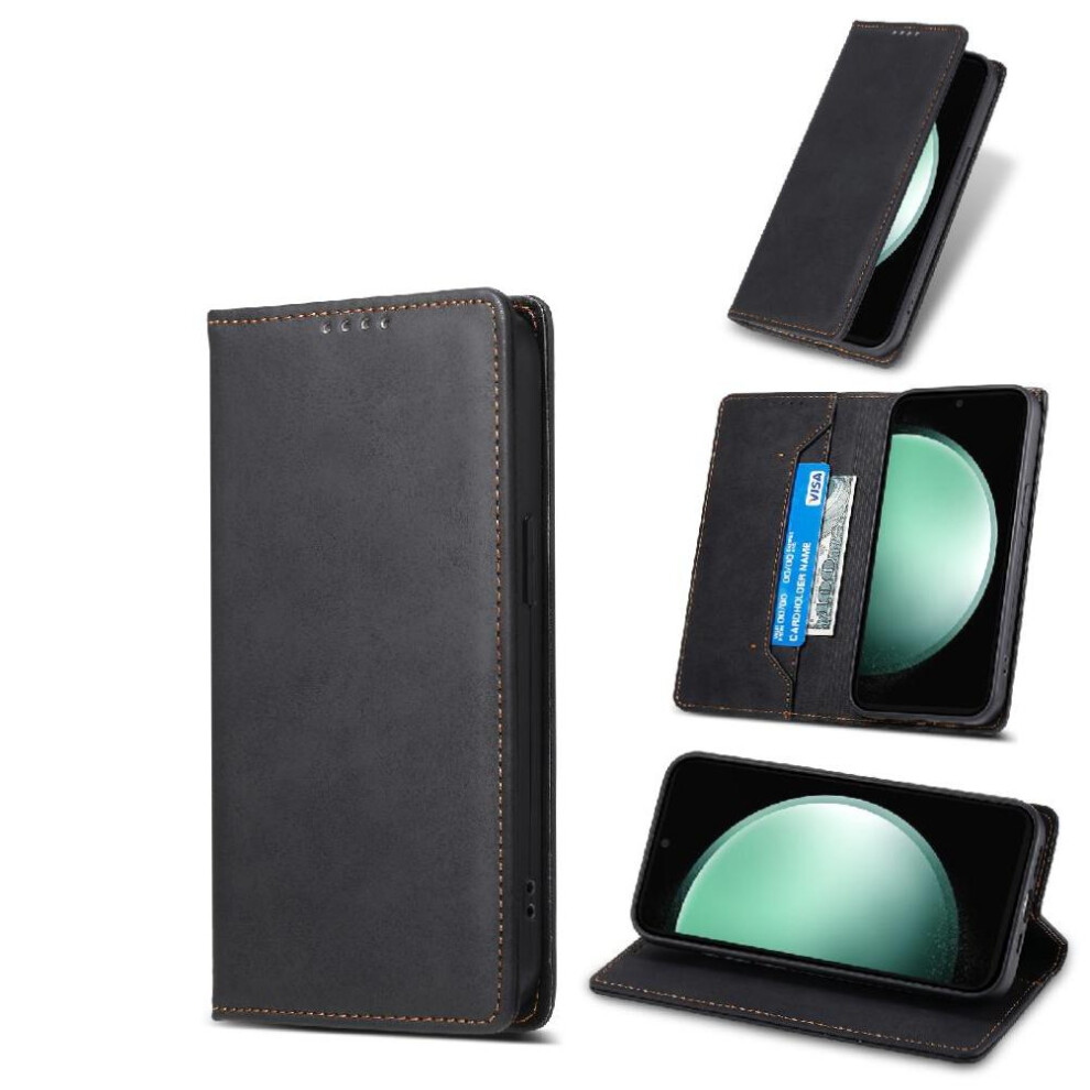 (Black) Flip Case For Samsung Galaxy S25 Fe Business Casual Shockproof Tpu Card Slot Kickstand Black 764563618828