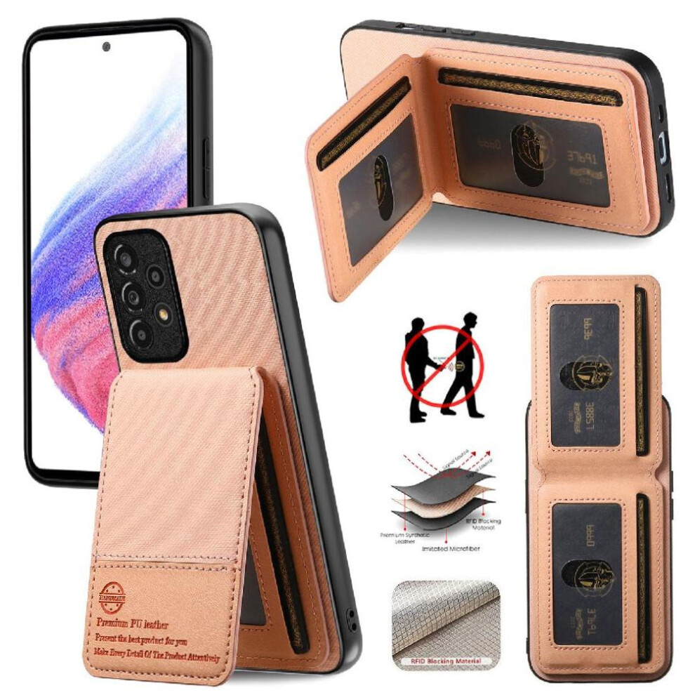 Photos - Case   for Samsung Galaxy A53 Leather  Wallet Shockproof Rfid Blocking(Pink)
