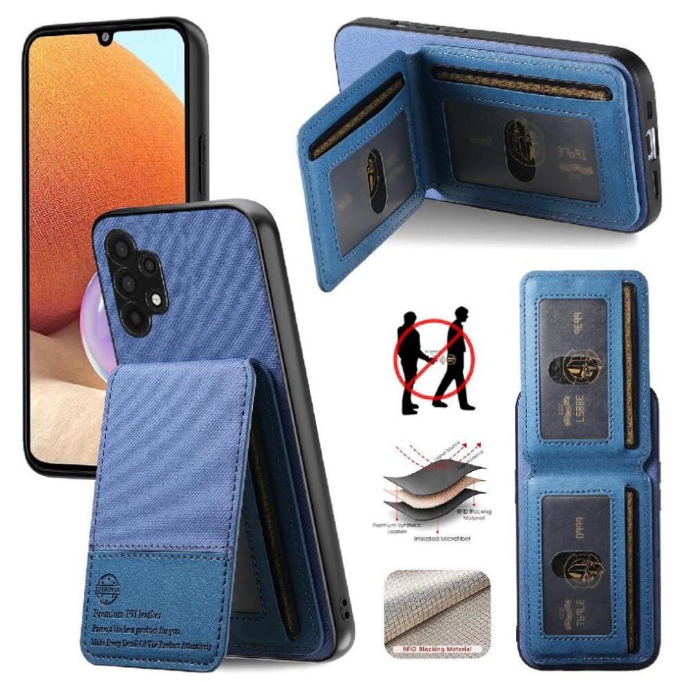 (Blue) Case For Samsung Galaxy A32 5G Shockproof Wallet Rfid Blocking Leather Case Blue 764563620630