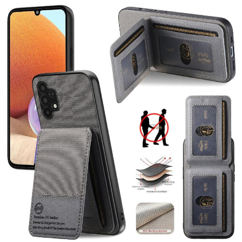 (Gray ) Case for Samsung Galaxy A32 4g Leather Case Wallet Shockproof Rfid Blocking 2