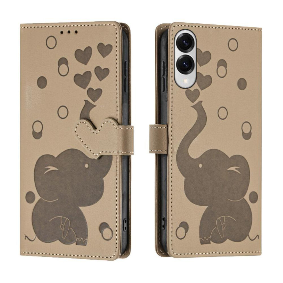 (Khaki ) Flip Case For Samsung Galaxy S25 Edge Premium Leather Kickstand Three Card Slots 764563621545