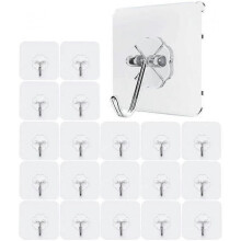 20 Waterproof Heavy Duty Transparent Hooks Self Adhesive Load Bearing 10kg