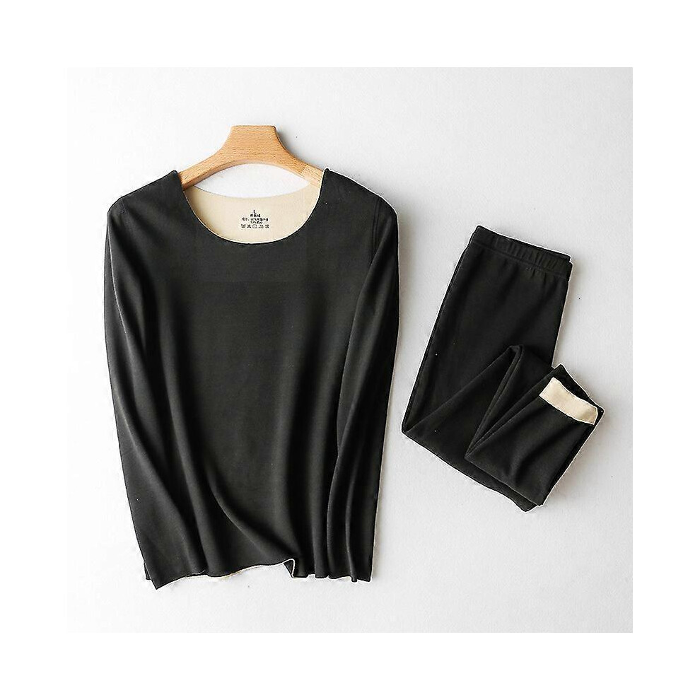 (L)Womens Thermal Underwear Set Base Layer Fleece Lined Soft Top Bottom