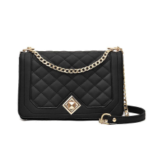 Schwarze Umhängetasche Messenger Bag PU Weiches Leder Kleine Quadratische Tasche Rhombus Tasche Damen