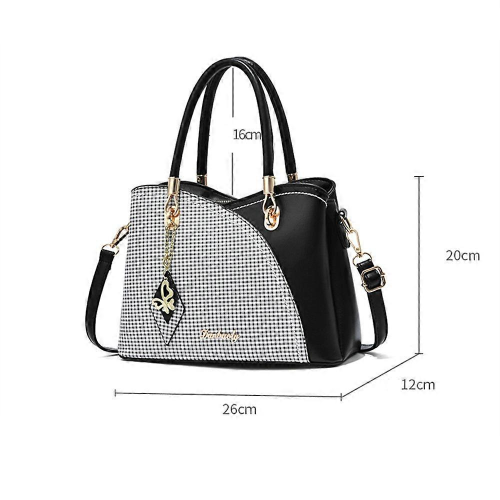 Zwarte dames handtas Satchel Patchwork kleur Messenger Tot Bag 2