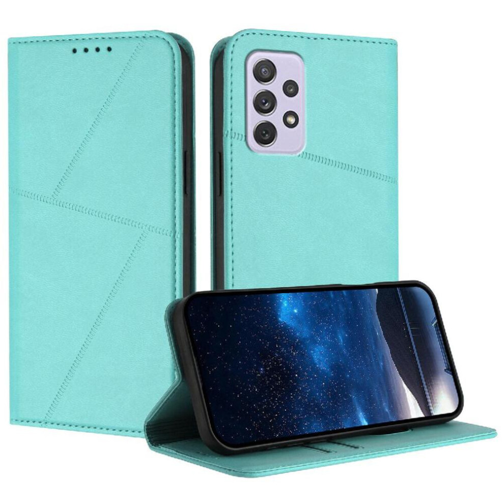Photos - Case   for Samsung Galaxy A72 4g with Card Slots and Kickstand Anti-fingerprint Matte Texture Shockproof Cover(Green)
