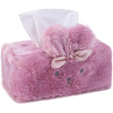 (Pink) Tissue Box Cover Tissue Holder Decoration Rabbit Bunny Tissue Box Cover