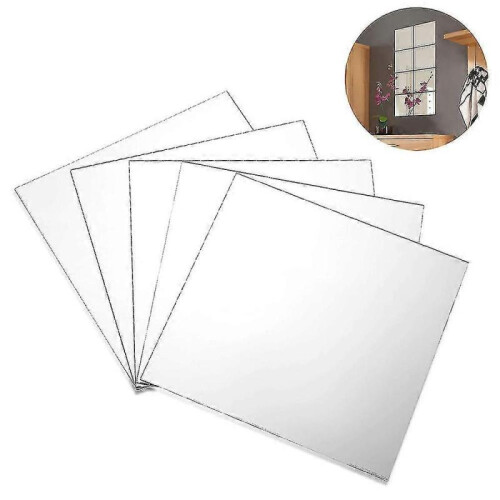 (M) 9pcs Flexible Mirror Sheets Self-adhesive Plastic Mirror Tiles 25*25cm 2