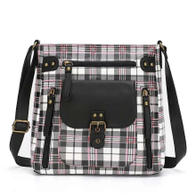 Bolso de hombro con estampado de cuadros, pequeño bolso cuadrado, bolso cruzado inclinado, moda para niñas