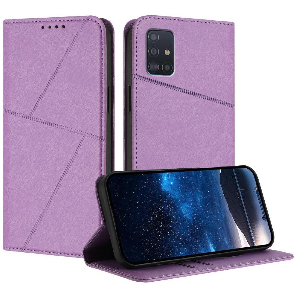 (Purple) Case For Samsung Galaxy A51 5G With Card Slots And Kickstand Anti-Fingerprint Matte Texture Shockproof Cover Purple 764563625666