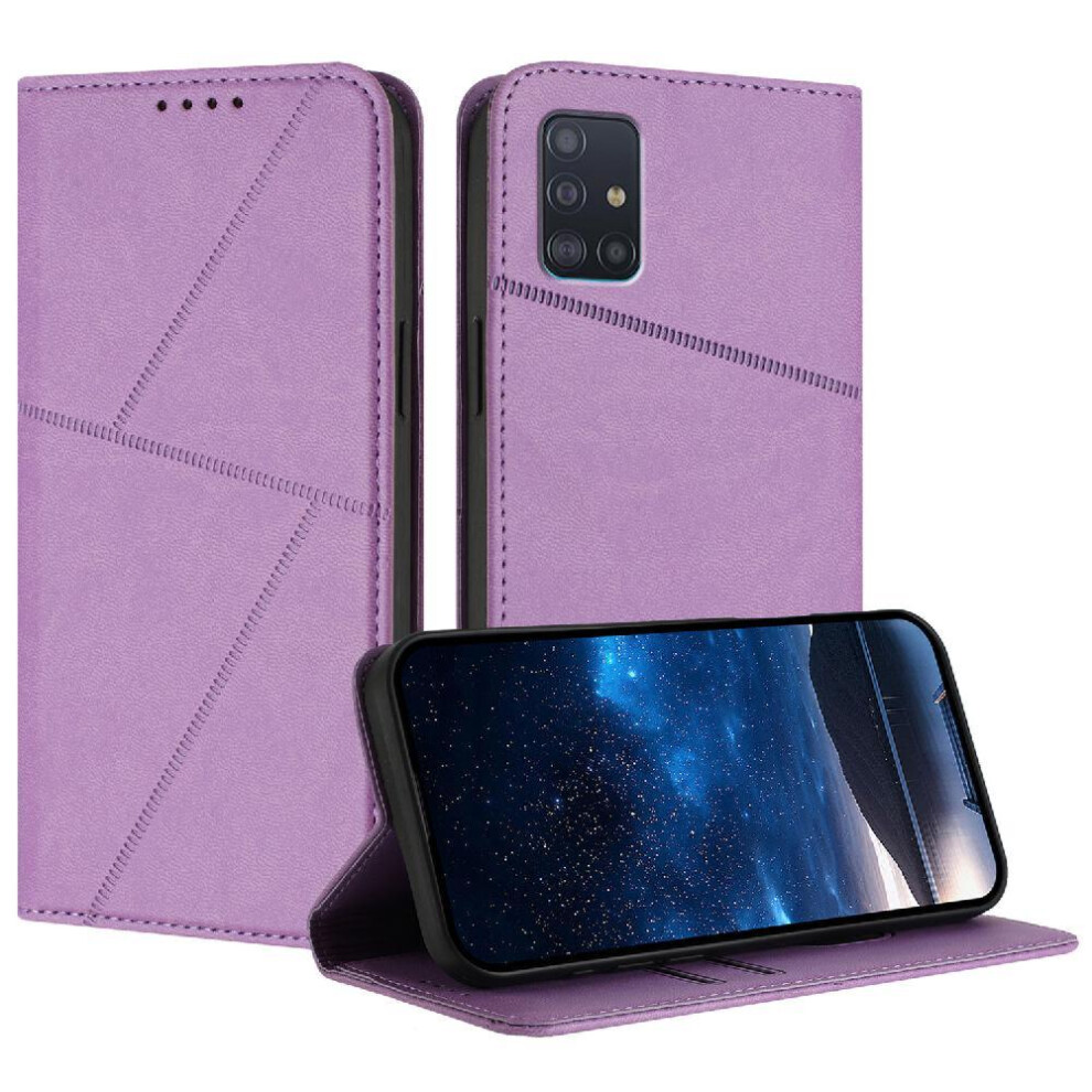 (Purple) Case For Samsung Galaxy A51 4G With Card Slots And Kickstand Anti-Fingerprint Matte Texture Shockproof Cover Purple 764563625741