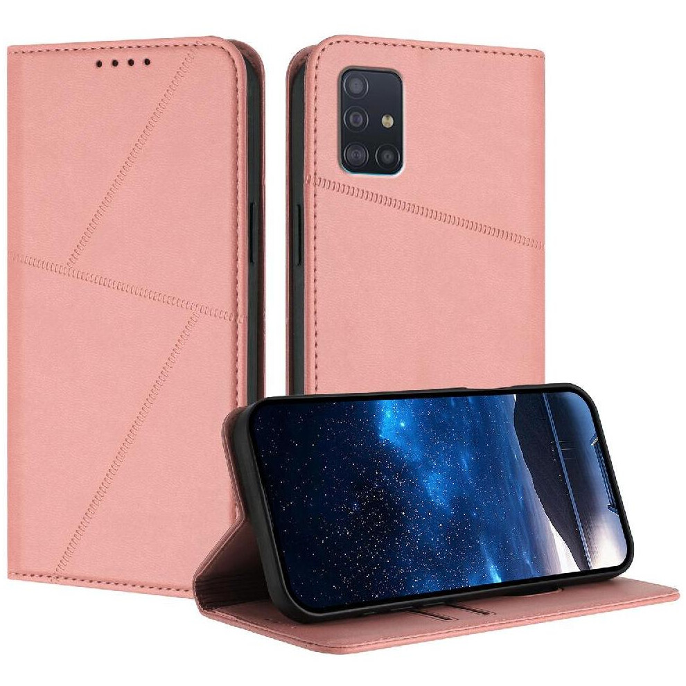 (Pink) Case For Samsung Galaxy A51 4G With Card Slots And Kickstand Anti-Fingerprint Matte Texture Shockproof Cover Pink 764563625789