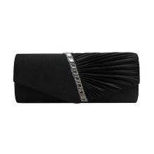 Sac de soirée noir pour femme, pochette plissée avec chaîne