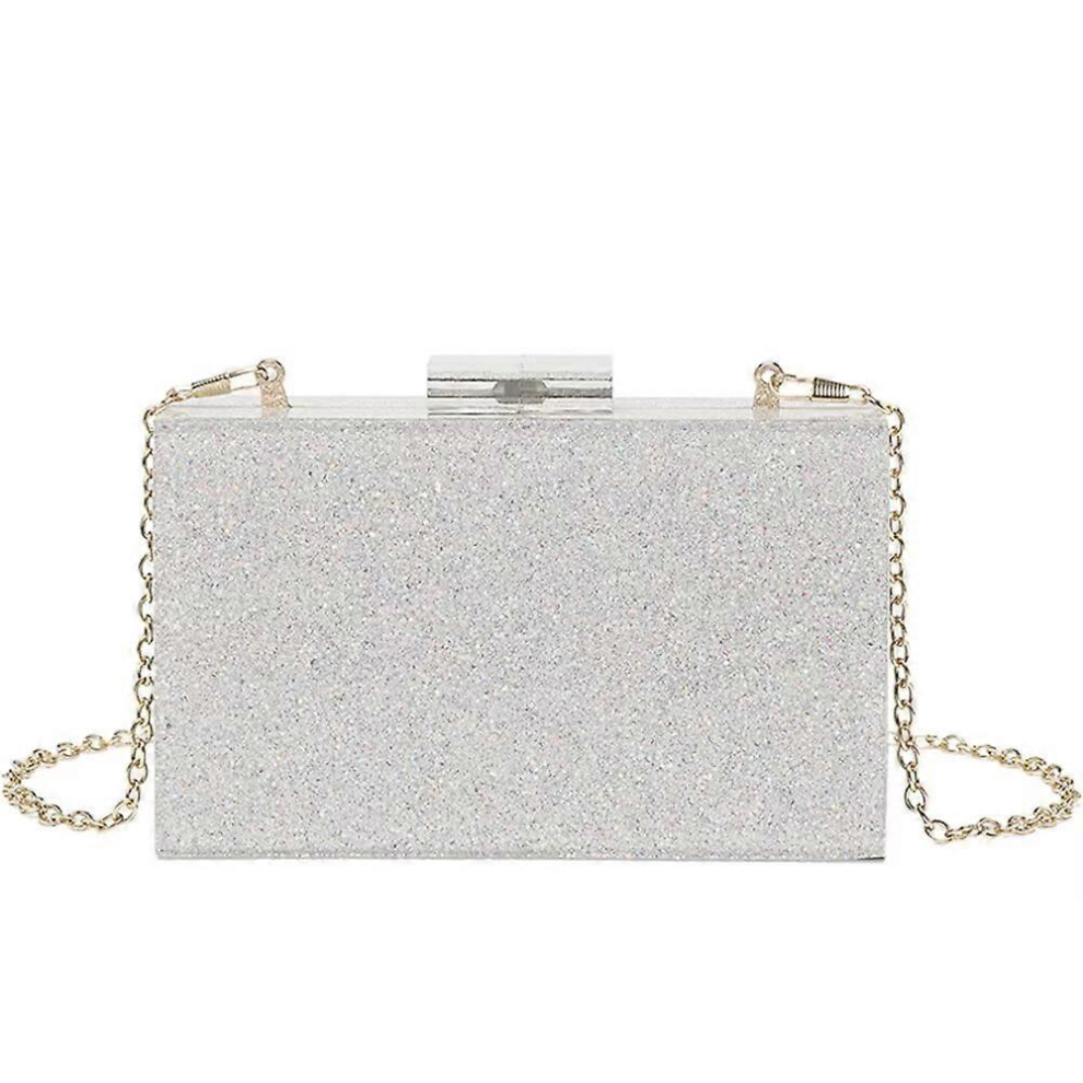 Pochette de soirée en acrylique argenté pailleté pour femme, sac à main multicolore pour mariage, cocktail, bal de promo