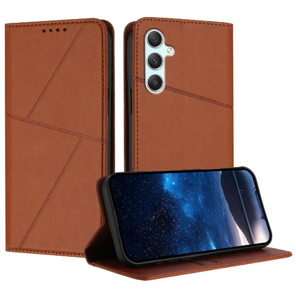 (Brown) Case For Samsung Galaxy A34 5G With Card Slots And Kickstand Shockproof Cover Anti-Fingerprint Matte Texture Brown 764563626212
