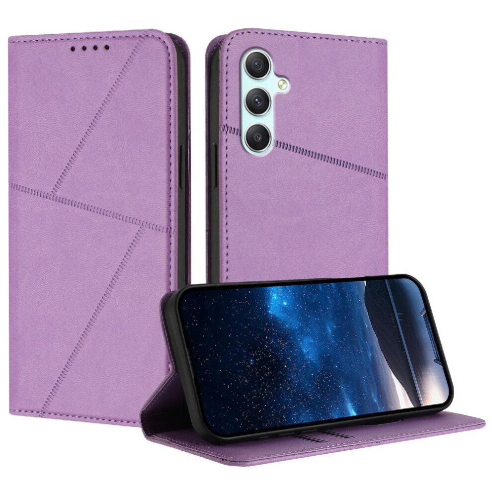 (Purple) Case For Samsung Galaxy A34 5G With Card Slots And Kickstand Shockproof Cover Anti-Fingerprint Matte Texture Purple 764563626229