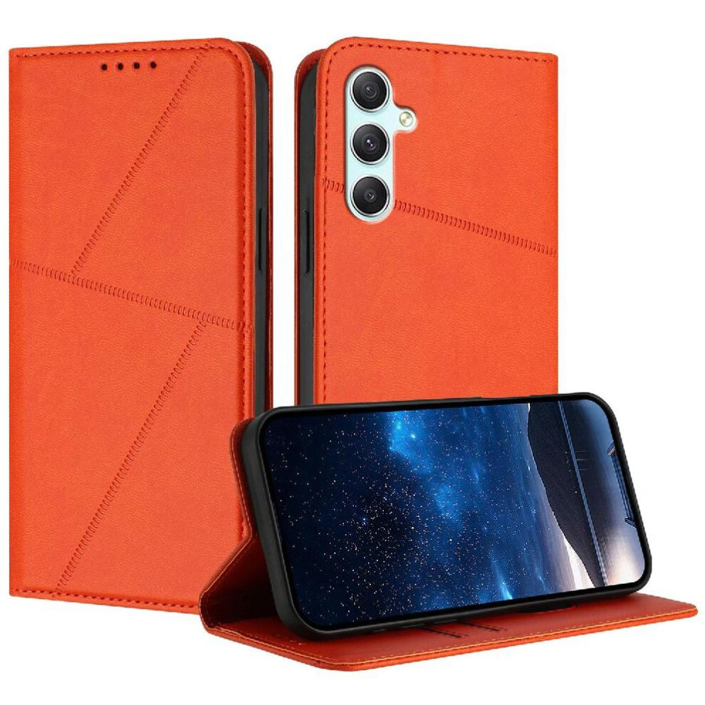 Gangxun (Orange) Case For Samsung Galaxy A34 5G With Card Slots And Kickstand Shockproof Cover Anti-Fingerprint Matte Texture Orange
