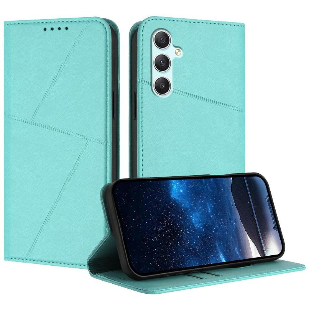 (Green) Case For Samsung Galaxy A34 5G With Card Slots And Kickstand Shockproof Cover Anti-Fingerprint Matte Texture Green 764563626250