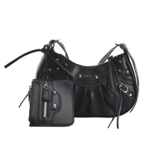 Sacs à main à rivets noirs pour femmes, sacs à bandoulière style punk, sacs à main en cuir avec porte-cartes, sacs hobo