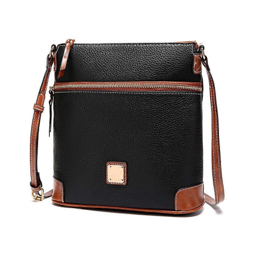 Μαύρες γυναικείες τσάντες crossbody, τσάντες ώμου, δερμάτινες τσάντες με στάμπα λίτσι 2
