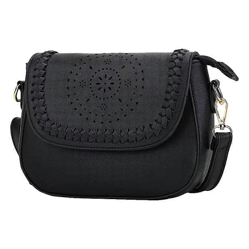Μαύρες τσάντες crossbody για γυναίκες με κοίλο πορτοφόλι και ρυθμιζόμενο λουράκι