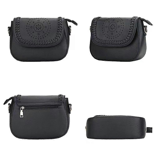 Μαύρες τσάντες crossbody για γυναίκες με κοίλο πορτοφόλι και ρυθμιζόμενο λουράκι 2