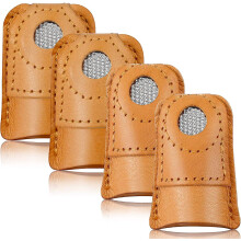 (As show, One size) 4 Pieces2.9*3.6*4.1*0.4cm Leather Thimble Hand Thimble Finger Protector Finger Guards Thimble For Quilting Sewing Accessories Diy Sewing Tools