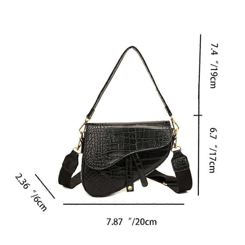 Borsa a tracolla da donna nera, piccola, in pelle PU, con pochette. 2