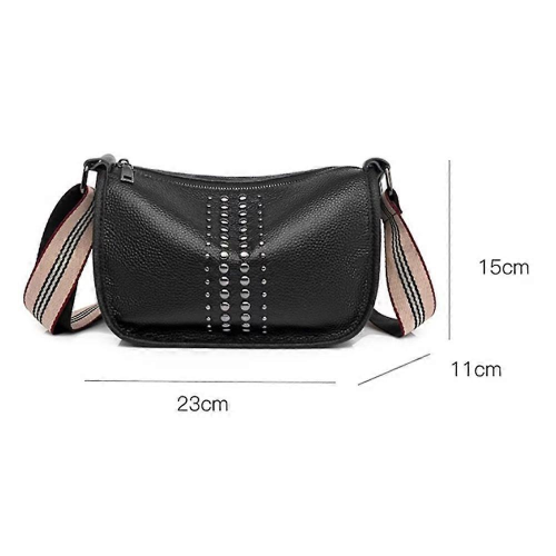 Borsa a tracolla in PU da donna, alla moda, con cento rivetti, tracolla larga 2