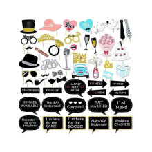 (As show, One size) 52 Wedding Photobooth Props, Party Photobooth Props for Engagement DIY Wedding Photo Booth Props Fancy Dress Decorations for Wedding, Bachelor Party